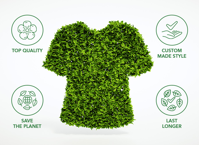 This image shows the green t-shirts looking so eco-friendly.